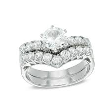 6 0mm Lab Created White Sapphire Bridal Set In Sterling Silver Rose Gold Engagement Ring Shop Engagement Rings Bridal Ring Sets