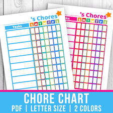 Printable Kids Chore Chart Blue Pink