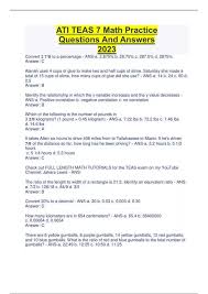 ATI TEAS 7 Math Practice Questions And Answers 2023 - ATI TEAS 7 - Stuvia US