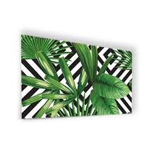 Fond De Hotte Plantes Exotiques Fond Geometrique En Verre De Synthese L 120 X H 70 Cm Achat Vente Credence Fond De Hotte Plantes Cdiscount