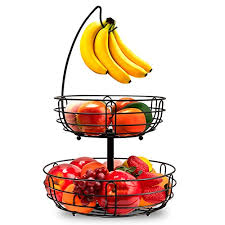 2 in 1 banana hook tree hanger with fruit bowl basket stand apple orange chrome. Top 10 Fruit Basket With Banana Holders Of 2021 Best Reviews Guide