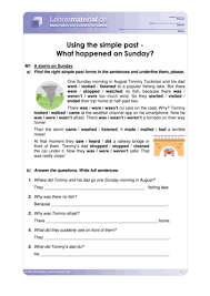 Maybe you would like to learn more about one of these? Arbeitsblatt Using The Simple Past What Happened On Sunday Lehrermaterial De