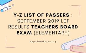 A-B LIST OF PASSERS : September 2019 LET Results Teachers Board Exam  (Secondary)