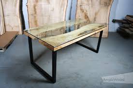 It offers a simple, fresh look for your dining room, office, or work space. Maple Glass Top River Table Anglewood Live Edge Custom Furniture Toronto