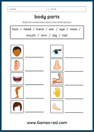 Esl printable body parts vocabulary worksheets, picture dictionaries, matching exercises, word a fun esl printable matching exercise worksheet for kids to study and practise body parts vocabulary. Body Parts Worksheets Games4esl