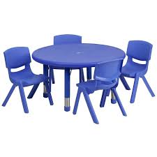 Buy 33 Round Adjustable Plastic Activity Table Set W 4 School Stack Chairs At Eventsuber Com For Only 140 00 Table Chair Sets Kids Table Chairs Stackable Chairs