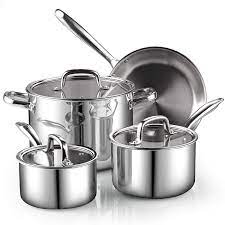 You can use this cookware set in the oven and broiler at temperatures up to 500 degrees fahrenheit. Buy Cook N Home 7 Piece Tri Ply Clad Stainless Steel Cookware Set Silver 2644 Online In Turkey B07sggj1ms