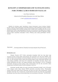 Pdf Kemampuan Berpikir Kreatif Matematis Siswa Pada Pembelajaran Berbasis Masalah