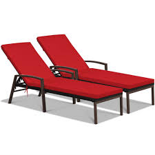 Create an inviting atmosphere with new living room chairs. Gymax 2pcs Adjustable Patio Rattan Chaise Recliner Lounge Chair W Red Cushion Walmart Canada