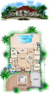 Both the sea and surrounding land of this area are reflected through the use of warm and cool color palettes that feature a melting pot of cultures, design options and visually pleasing homes. Mediterranean House Plan 1 Story Tuscan Style Waterfront Floor Plan Mediterranean House Plans Beach House Plans Mediterranean House Plan