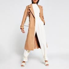 River island open front waterfall coat. Camel Utility Long Line Belted Coat River Island