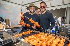 Close up of delicious food stall