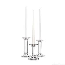 Set Of 3 Modern Glass Taper And Pillar Candlestick Holders