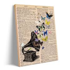 Amazon.com: DOI-LANEE Retro Canvas Wall Art Gramophone Butterfly, Music  Lover Wall Decor for Music Studio Living Room Bedroom Home decor Framed  Ready to Hang (12X15 inch): Posters & Prints