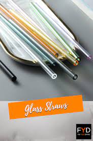 Glass Straws 2 Shapes 10 Colors Pack Of 10 Cocktail Drinks Barware Bartools Bartender Bartending Family Fory Glass Straws Glass Bar Accessories