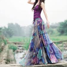 How To Wear Long Skirts With Different Tops Careyfashion Com In 2020 Cheap Boho Skirts Boho Skirts Floral Maxi Skirt