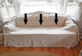How To Use Canvas Drop Cloths As Slip Covers No Sewing Required Diy Sofa Cover Diy Couch Cover Slip Covers Couch