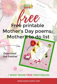 What to do for mothers day. Gift Idea For Mothers Day Mothers To Do List Poem Kc