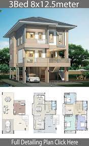 House Design Plan 9 5x7 5m With 3 Bedrooms In 2021 3 Storey House Design Model House Plan Modern House Floor Plans