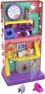This polly pocket is a girl's dream! Amazon Com Polly Pocket Pet Place With 4 Floors Of Fun 2 Micro Dolls 1 Sticker Sheet And 5 Micro Accessories Gkl55 Toys Games