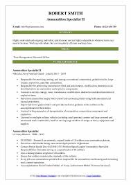 ammunition specialist resume samples