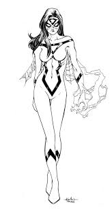 He swings from the rope that springs out from the palms. Spider Woman Spider Woman Black And White Comics Spider Girl