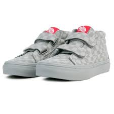 kids vans gray checkerboard high top size 12