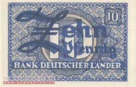 The main task of the bdl was to manage currency policy in the american and british occupation zones in germany. Banknoten De Banknoten Geldscheine Bank Deutscher Lander 1948 1949