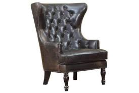 Chairs And Recliner Flemming Tall Back Button Tufted Leather Wing Chair Leather Wing Chair Leather Wingback Chair Tufted Leather Chair
