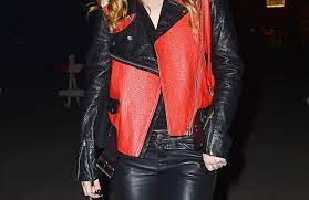 Acne Studios Black Red Pebbled Leather Merci Biker Jacket Black Leather Pants Biker Jacket Red Leather Jacket