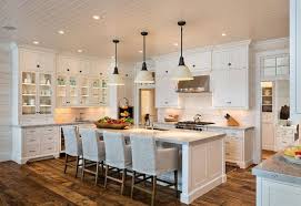 Shaker Cabinets Bead Board Ceiling Glass Cabinets Wide Plank Flooring Interior Design Ideas Shiplap Kitchen Kitchen Renovation Home Kitchens