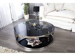 table basse ronde en verre noir et acier trance 80 cm coffee table table furniture