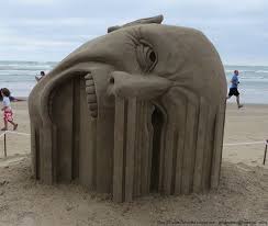 Surreal Disintegrating Face Sculptures Sand Sculptures Sand Art Sand Castle