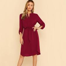 Long Sleeve Waisted Knee Length Dress Summer Dresses For Women Formal Dresses Graduation Dress Semi F Knee Length Dresses Casual Trendy Dresses Formal Dresses
