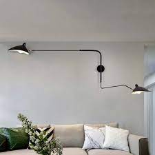 Applique Murale A Bras Extra Long Rotatif Nordique En Metal Lampe Murale 1 2 Ampoule De Salon Wall Sconces Living Room Wall Mounted Lamps Living Room Lighting