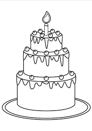 Birthday cake with heart patterns. Coloring Pages Printable Cake Coloring Pages For Kids