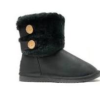 WHOLESALE LOT 12 pairs Women Classic 2 Button PU Snow Boot Faux Fur-480L  black | eBay