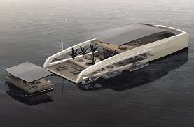 Superyacht Comes With Floating Apartments Pools And Even A Garden Yacht Design House Boat Boat