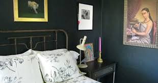 Black And Blue Room Out Of Paper Farrow Ball Blue Black Farrow And Ball Bedroom Blue Bedroom Black Metal Bed Frame