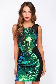 Acute Spangles Green And Black Sequin Dress Green Sequin Dress Sequin Dress Short Womens Dresses