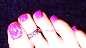 Nail polish and service poster vector illustration. Purple Flower Pedicure Toe Nail Art Tutorial Using Stickers