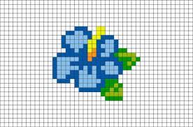 Blue Hibiscus Pixel Art Pixel Art Pattern Pixel Art Grid Tiny Cross Stitch