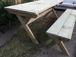 How To Build A Cross Leg Garden Table Bench Buildeazy Picnic Table Build A Picnic Table Wooden Picnic Tables