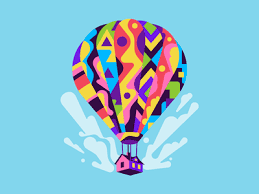 Hot air balloon in night sky with mouse and moon nursery wall decor kids wall art print. Hot Air Balloon By Dmitry Stolz For Beresnev Games On Dribbble