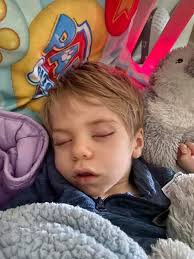 Levi was a sleepy boy today. He was up for a few hours last night however  he wasn't up in pain and storming during the night, he was just awake. I was