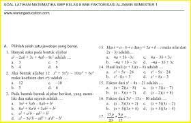 Ac = (1)(12) = 12, b = 7. Soal Matematika Smp Kelas 8 Bab Faktorisasi Aljabar Semester 1 Warung Education