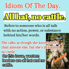 All hands on deck phrase. Idiom Of The Day All Hat No Cattle English Idioms Idioms Comic Book Cover