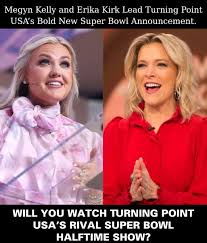 Christina - ALL-AMERICAN HALFTIME: Megyn Kelly and Erika Kirk Lead Turning  Point USA's Bold New Super Bowl Announcement. ▶️ Watch Here:  https://hollywoodlegendshub.blogspot.com/ In a stunning reveal that's  already setting social media ablaze,