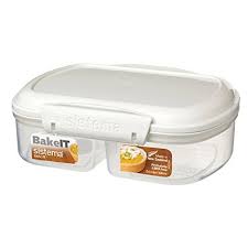 In addition to our sistema® klip it ™ rectangular range we offer 'split' containers that feature two compartments in one handy food storage container making them perfect for lunch and snacks. Buy Sistema Bake It Collection Food Storage Container With Split Compartments 2 6 Cup 0 6 L Clear White Online In Uae Sharaf Dg