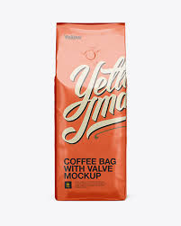 Foil Coffee Bag With Valve Mockup Front View In Bag Sack Mockups On Yellow Images Object Mockups